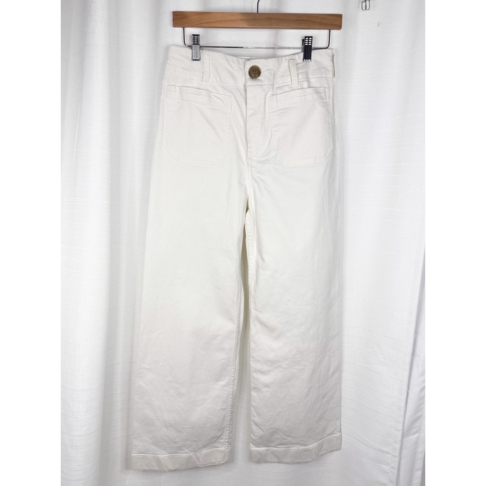 Maeve Colette Jeans 26P Cream Full Length Wide Leg High Rise Anthropologie